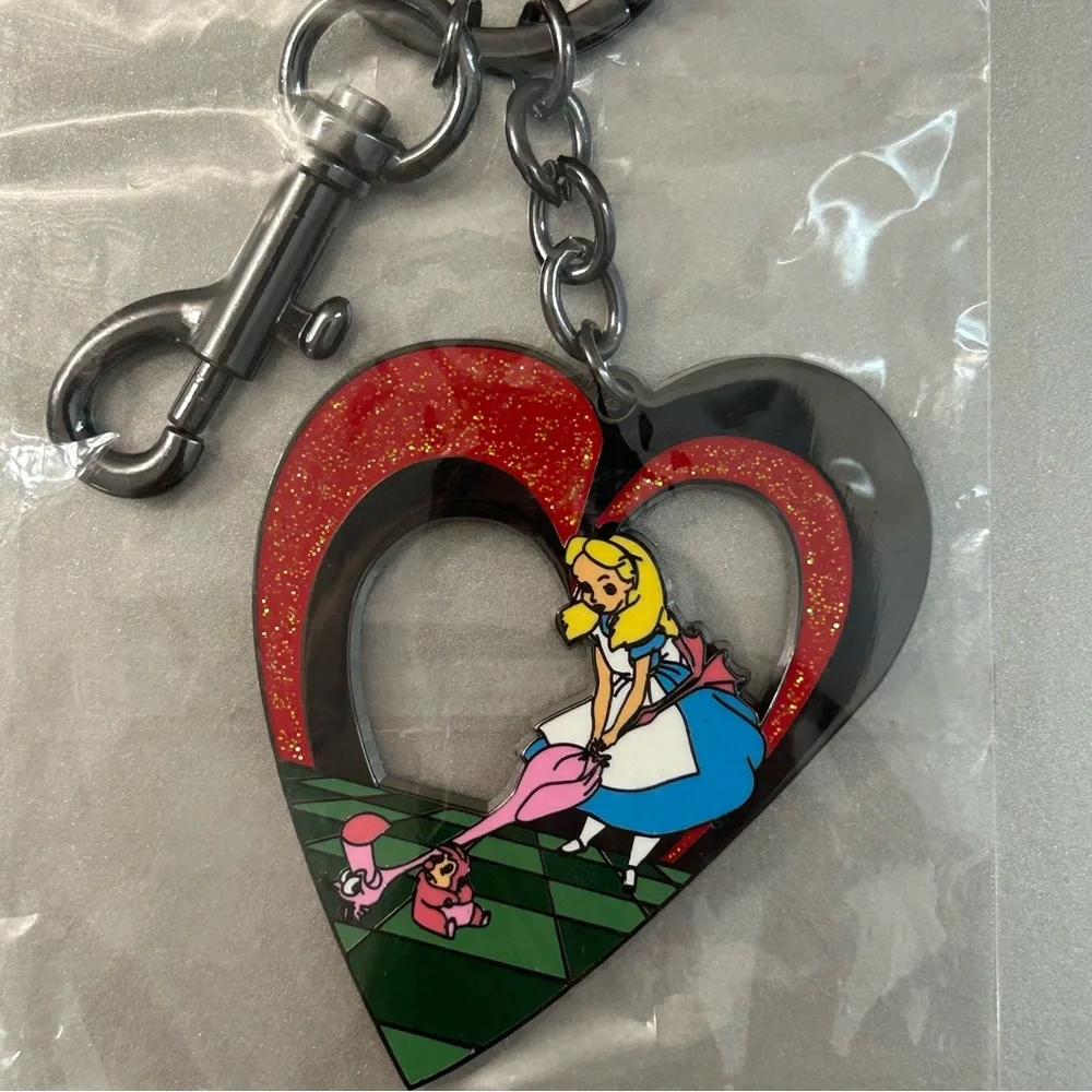 Disney Loungefly Alice in Wonderland Heart Flamingo Keychain